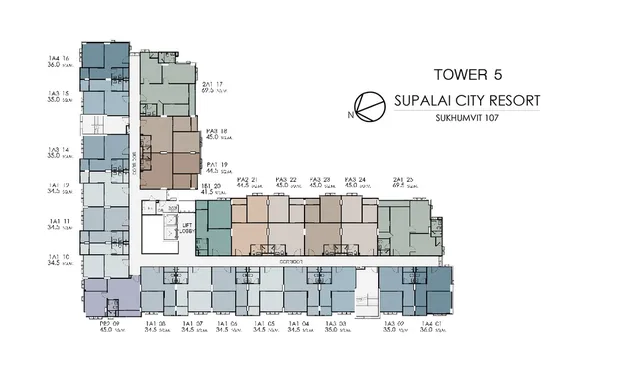 Supalai City Resort Sukhumvit 107, plan 6