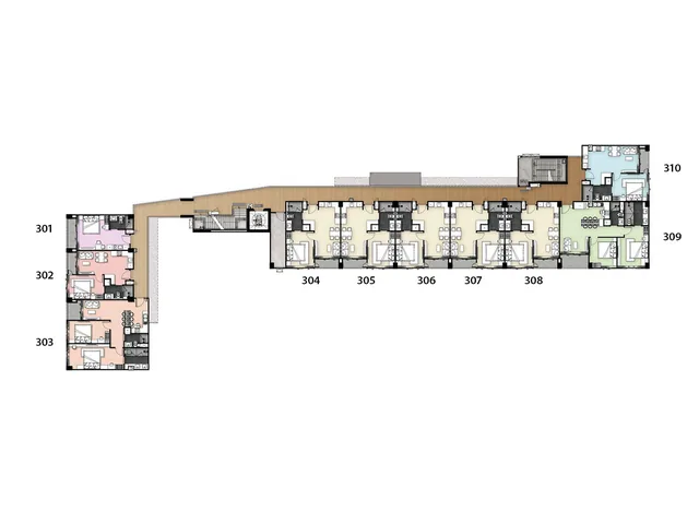 Zensiri Condominium Koh Chang, 3rd floor plan, units 301 to 310
