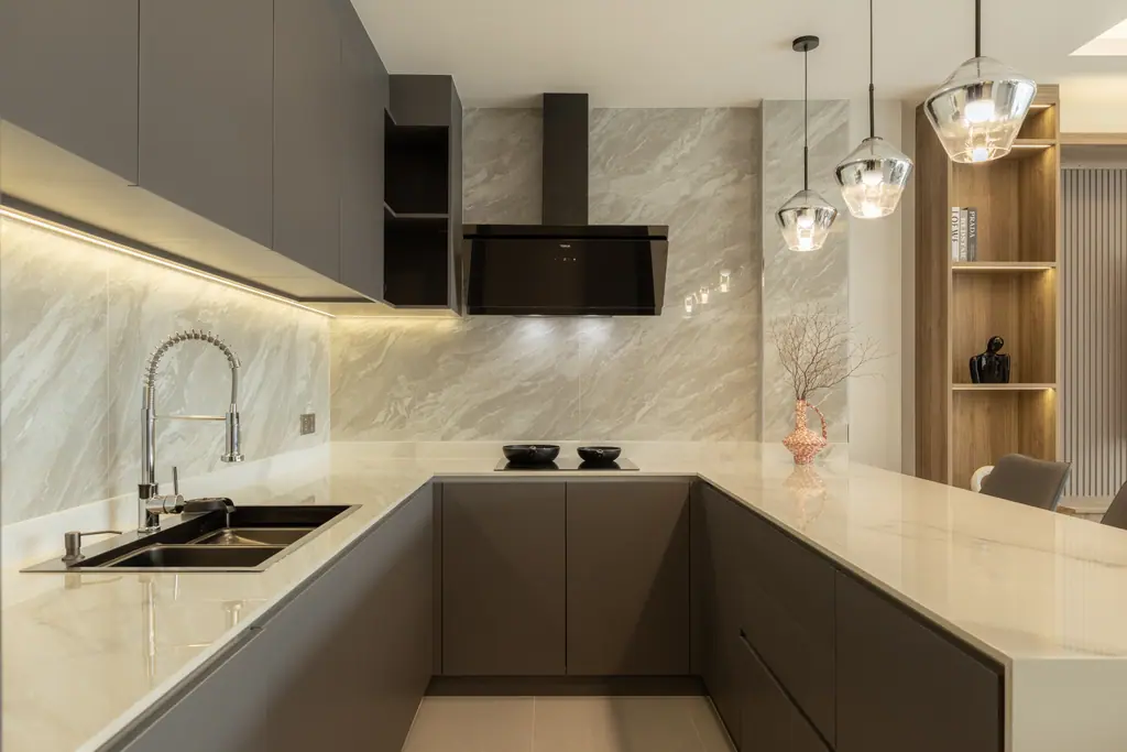 Kitchen in the three bedroom show unit
